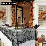 Halloween Table Cloth Halloween Lace Spider Curtain Table Cloth Cobweb Window Door Covers Party Decors