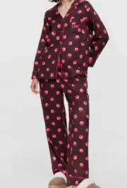 NWT PETER ALEXANDER LADIES BROWN & PINK FLANNEL PYJAMA SET SIZE 2+ / AU 20 - 22
