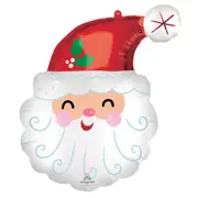 Christmas Smiley Santa Head SuperShape Satin Foil Balloon