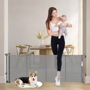New 24 Inches Tall Retractable Dog Gate for The House, Extends up to 59" Wide...