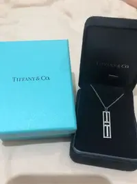 在飛比找Yahoo!奇摩拍賣優惠-真品TIFFANY&Co T two 18K白金鑲鑽鍊墜