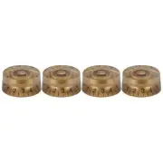 4Pcs Acrylic Bass Guitar Knobs Volume Tone Control Knobs Gold Black Numbers