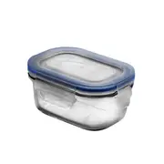Rectangular Tempered Glass Container (Blue Silicone Lid) - 150mL