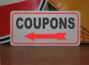 Coupons Left Arrow Metal Sign