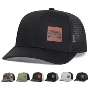 The Real Boss Brown Leather Label Baseball Cap Unisex Outdoor Sun Hat