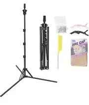 LNASI Mannequin Head Stand, Upgrade Foldable Wig Stand Tripod for Cosmetology
