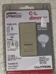 SATCO 96-102 Ivory Lutron CL LED LIGHT SLIDE DIMMER Single Pole / 3 Way Lighting