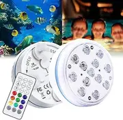 Submersible LED Lights,16 Colors Hot Tub Lights,Waterproof Pond Lights,Battery Operated Lights,for Pond, Hot Tub, Spa, Underwater Lights,Swimming Pool Decor,2pcs