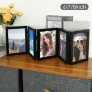 Hinged Picture Frame with Glass 5 Photos Folding Photo Frame 180° Foldable-~
