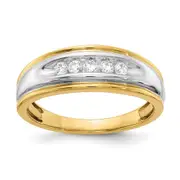 14k Yellow u0026 White Gold Real Diamond Men's Ring
