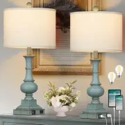 Farmhouse Table Lamps Set of 2, 26" Vintage Rustic Touch Control 3-Way Dimmable