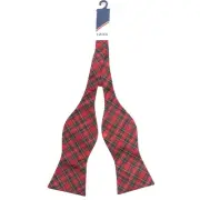 Izod Adjustable Self Tie Red Green Plaid Bowtie