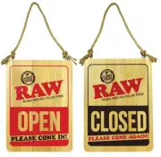 RAW 2 Sided Wooden Open/Closed Sign Please Cone In/ Please Cone Again RAWTHENTIC