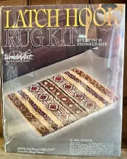 New Vtg Wonderart Latch Hook Rug Kit CHEYENNE 20x37" Southwestern Aztec SEALED