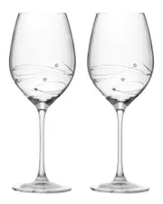Barski European Handmade Glass Swarovski Sparkle Red Wine Glasses Set of 2