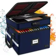 ETRONIK Fireproof Document Box with Lock, 2-Layer File Box Storage Organizer ...