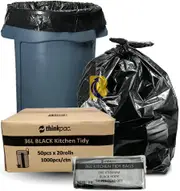 36L Bin Liners - 10um - 1,000 Bags (Office / Kitchen Tidy Liners)