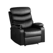 Artiss Recliner Chair Leather Tray Table Black