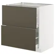 METOD / MAXIMERA base cb 2 fronts/2 high drawers, white/Havstorp brown-beige, 80x60x80 cm