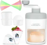 Manual Ice Shaver Machine Snow Cone Maker 10 Cups & Spoon Straws Included