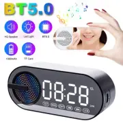Bluetooth Speaker Wireless Stereo Bass TF/FM Radio Alarm Clock LED Mirror Screen