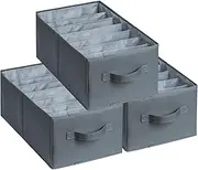 Augfox Set of 3 Wardrobe Organiser - Storage Box with Drawer Organiser, Ideal for Portable Wardrobe, Room Storage, Closet Organization, and Linen Organiser (Dark Grey, 45x25x18cm)