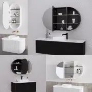 450mm -1200mm Plywood Riva London Pill Oval Shape Plywood Mirror Shaving Cabinet