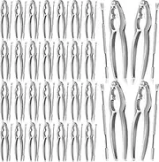 64 Pcs Crab Leg Crackers Set, 32 Nut Crackers, 32 Stainless Steel Forks, Shellfish Crackers and Tools for Seafood Boil Party Supplies, Dishwasher Safe