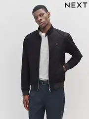 Black Shower Resistant Check Lining Harrington Jacket (970585) | $106