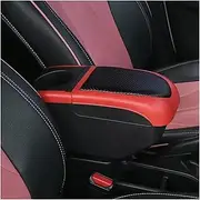 Compatible For Toyota Vios Belta Yaris NCP42 Armrest Box Arm Elbow Rest Center Console Storage Case With Cup Holder USB Port(Black red color)