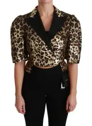 Dolce & Gabbana Blazer Gold Leopard Sequined Jacket