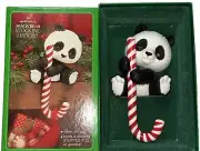 Vtg Hallmark Stocking Hanger Holder PANDA BEAR NOS Christmas Candy Cane W Box