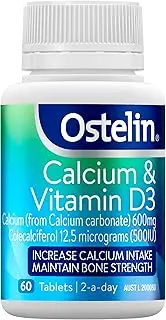 Ostelin Calcium & Vitamin D3 Tablets 60 - Supports Bone Density - Supports Healthy Bone Development in Teens - Maintains Healthy Immune System & Muscle Function