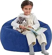 UYSOFRCV Bean Bag Sofa Chair Cover Premium Flannel Lounger Furniture for Kids Teens and Adults (Without Filler) Stuffed Animal Toy Storage,Dark Blue,70 * 80cm
