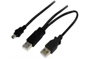 Astrotek USB 2.0 Y Splitter Cable - Type A Male to Mini B 5 pins 1m + USB Type A Male 2m Black Colour Power Adapter Hub Charging