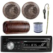 Pyle Marine Bluetooth AUX Radio + Cover, 2x 6.5'' Speakers, Antenna, 50 Ft Wire