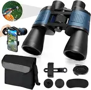 [AutoWT] 20x50 Binoculars for Adults - High Powered Binoculars with Low Night Vision - Waterproof Binoculars with Carrying Case and Phone Mount for Bird Watching Hunting Travel Hiking (Blue)
