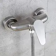 Stainless Steel Wall Mounted Bathroom Shower Mixer Tap with Single Lever Handle Cold and Hot Water Faucet
