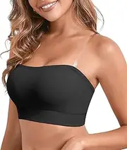 [DEANGELMON] Strapless Bras for Women Comfort Non-Slip Seamless Padded Bralette Clear Straps Wireless Tube Top Bra