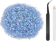 uxcell 4000pcs Flatback Rhinestones Resin, SS16 4mm Resin Rhinestones Bulk Round Shine Gems with Pickup Tools for DIY Nail Art Tumblers Mugs Clothes, Light Blue