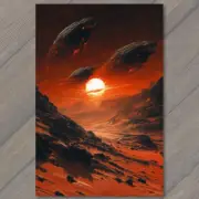 FLATCARD Apocalyptic Fiery Scene Monsters Surreal Horror Fantasy Artwork