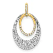 Solid 14k Two-tone 1/4ct. Simulated CZ Fancy Ovals Pendant