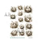 Sepia Bird Nests | 8.3" x 11.7 A4 Rice Paper | Paper for Decoupage | AB Studios