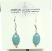 Sterling Silver Simple Natural AMAZONITE Dangle Earrings #3423...Handmade USA