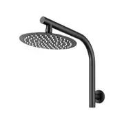 Simplus 8" Rain Shower Head Set Round Gooseneck Shower Arm Wall Mounted Matte Black