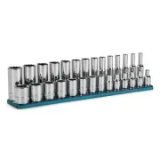 1/4 in. Drive 12-Point Shallow and Deep Socket Set, Metric, 4 to 15 mm, 28-Pi...