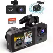 New 3 CH Triple Dash Cam 4K + 1080P Front Inside and Rear Car Dash Camera