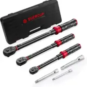 Professional 3-Piece Torque Wrench Set (1/4", 3/8", 1/2" Drive) with Click Alert