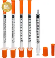 1Ml/Cc Lab Syringes 1/2-Inch (13Mm), Individually Wrapped,Pack of 30, Orange