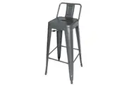 Bolero High Metal Bar Stools with Back Rests Gun Metal Grey (Pack of 4)